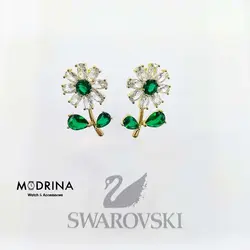 گوشواره گل سبز سواروسکی Swarovski