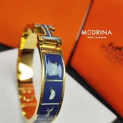 دستبند زنانه هرمس (Hermes) طرح دار سورمه ای