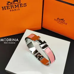 دستبند زنانه هرمس (Hermes) ساده سیلور - صورتی