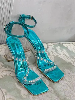کفش هرمس نگینی سبزآبی