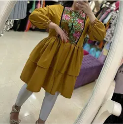 مانتو گلدوزی شده دامن طبقه ای(۱۵۸۷۹)