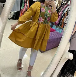 مانتو گلدوزی شده دامن طبقه ای(۱۵۸۷۹)