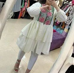 مانتو گلدوزی شده دامن طبقه ای(۱۵۸۷۹)