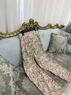 شلوار لینن طرح دار