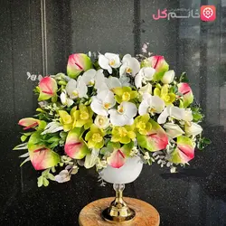 خرید و قیمت جام گل ارکیده و رز همراه انتوریوم