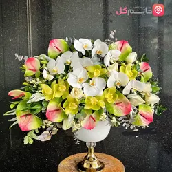 خرید و قیمت جام گل ارکیده و رز همراه انتوریوم