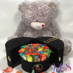 خرید باکس گل رز همراه عروسک ارزان بدون واسط در تهران و کرج