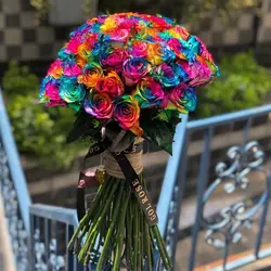 خرید دسته گل 40 شاخه ای رز رنگین کمانی سایز کوچیک و بزرگ