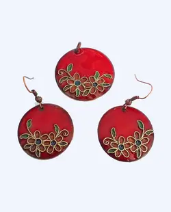 نیم ست مسی میناکاری - صنایع دستی هنرزی