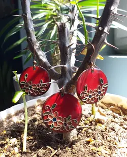 نیم ست مسی میناکاری - صنایع دستی هنرزی