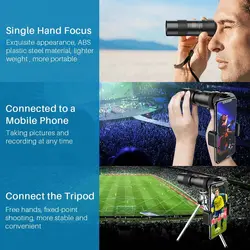 APEXEL HD 10-300X40 Zoom Telephoto lens Monocular Long Range Powerful Foldable Telescope for all Smartphones Hunting Camping