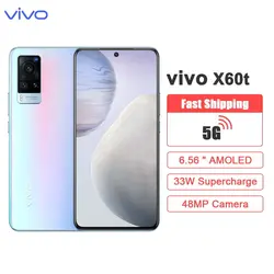 خرید گوشی موبایل ویوو از چین Original New Official VIVO X60t 5G Cell Phone Dimensity 1100 Octa Core 6.56'' AMOLED 120Hz 48MP Camera NFC 33W 4300Mah