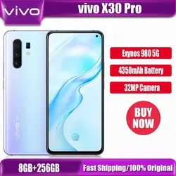 قیمت گوشی ویوو در چین Official Original Vivo X30 Pro 5G Cell Phone 6.44inch Supper AOLED 64MP Quad Rear Camera 4350mAh 33W Fast Charge