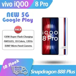 خرید گوشی ویوو از چین NEW Original vivo iQOO 8 Pro 5 GSnapdragon 888 Plus Smartphone 120W Fast Charging AMOLED 120HZ Google Play Gaming phone NFC 50MP