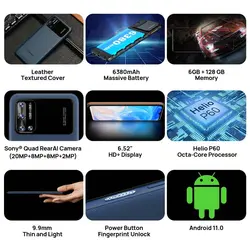 خرید گوشی دوجی ان 40 پرو DOOGEE N40 Pro Smartphone 6.5 inch 20MP Quad Camera Helio P60 6GB 128GB Cellphone 6380mAh Battery