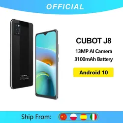 خرید گوشی کوبات از علی اکسپرس Cubot J8 Smartphone 5.5 Inch Triple Camera Android 10 Dual SIM Card Telephone 3100mAh Battery