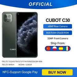 خرید گوشی کوبات Cubot C30 48MP Quad AI Camera 8GB 256GB 32MP Selfie Smartphone Global 4G LTE Helio P60 NFC 6.4