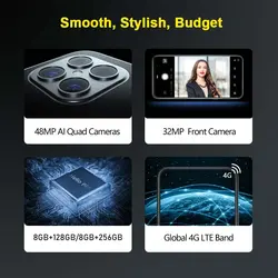 خرید گوشی کوبات Cubot C30 48MP Quad AI Camera 8GB 256GB 32MP Selfie Smartphone Global 4G LTE Helio P60 NFC 6.4