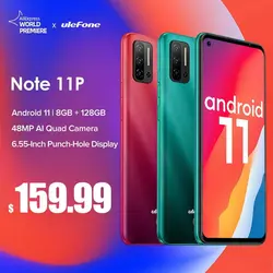 خرید گوشی یولفون Ulefone Note 11P Android 11 Smartphone 8GB 128GB 4G-LTE Unlocked Phone Global Vision 4400mAh 48MP