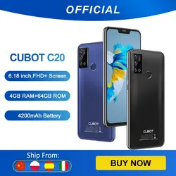 خرید گوشی موبایل کوبات Cubot C20 Smartphone NFC 12MP Quad AI Camera 4GB 64GB Mobile Phones 4G LTE Celular 6.18 Inch FHD