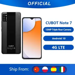 خرید گوشی کوبات از علی اکسپرس Cubot Note 7 Mobile Phone Android 10 Triple Camera 13MP 4G LTE Dual SIM Card Celular 5.5