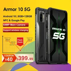 خرید آرمور 10 از علی اکسپرس Ulefone Armor 10 5G Rugged Mobile Phone Android 10 8GB 128GB Waterproof Smartphone/IP68 IP69K/ 6.67