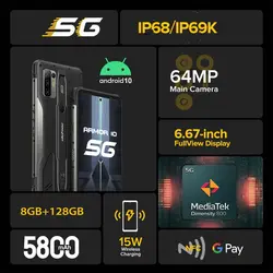 خرید آرمور 10 از علی اکسپرس Ulefone Armor 10 5G Rugged Mobile Phone Android 10 8GB 128GB Waterproof Smartphone/IP68 IP69K/ 6.67