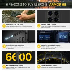 خرید گوشی یولفون از علی اکسپرس Ulefone Armor 9E Android 10 Rugged Phone Helio P90 Octa-core 8GB 128GB 2.4G 5G WIFI Mobilene 6600mAh 64MP