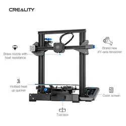 خرید پرینتر سه بعدی از علی اکسپرس Creality 3D Ender-3 V2 Moederbord Met Stille TMC2208 Stepper Drivers Nieuwe Ui &amp; 4.3 Inch Kleuren Lcd Carborundum Glas Bed 3D Printer