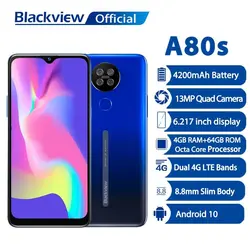 خرید گوشی بلک ویو از علی اکسپرس Blackview A80s Helio A25 Android 10 Smartphone 4GB RAM 64GB ROM 13MP Quad Camera 4200mAh