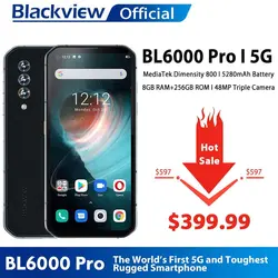 خرید گوشی بلک ویو از علی اکسپرس Blackview BL6000 Pro 5G Smartphone IP68 Waterproof 48MP Triple Camera 8GB RAM 256GB ROM 6.36 Inch