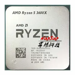 خرید سی پی یو AMD Ryzen 5 3600X R5 3600X 3.8 GHz Six-Core Twelve-Thread CPU Processor 7NM 95W L3=32M 100-000000022 Socket AM4 new but no fan