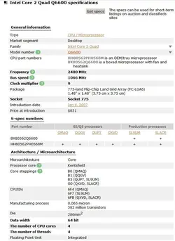 خرید سی پی یو اینتل Intel Core 2 Quad Q6600 CPU Quad-Core Processor 2.4 GHz