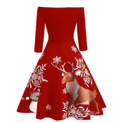 خرید لباس مجلسی از علی اکسپرس Christmas Woman Dress Off Shoulder Retro Evening Party Dress Long Sleeve Winter Dresses For Women 2020 Vintage Dresses Vestidos