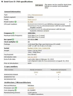 خرید سی پی یو اینتل Intel Core i5-760 Processor 2.8GHz 95W 8MB Cache Socket LGA 1156 45nm Deskto