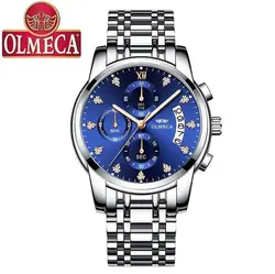 خرید ساعت مچی مردانه از علی اکسپرس OLMECA Men's Watches Top Luxury Brand Fashion Quartz Men Watch Waterproof Chronograph Business Wristwatch Relogio 2020 New