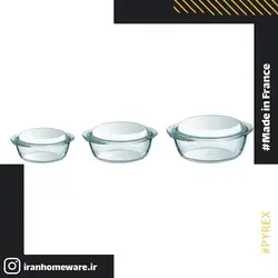 3 قابلمه پیرکس درب دار - سایز های 1 لیتر 1.6 لیتر و 2.4 لیتری  اصل فرانسه 912S637 - PYREX