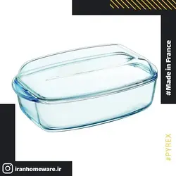 قابلمه مستطیل پیرکس درب دار - سایز 4.4 لیتری 37x22 سانتی اصل فرانسه 466A000 - PYREX