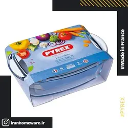 قابلمه مستطیل پیرکس درب دار - سایز 4.4 لیتری 37x22 سانتی اصل فرانسه 466A000 - PYREX