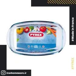 قابلمه مستطیل پیرکس درب دار - سایز 4.4 لیتری 37x22 سانتی اصل فرانسه 466A000 - PYREX