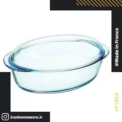 قابلمه بیضی پیرکس درب دار - سایز 4.5 لیتری اصل فرانسه 460A000 - PYREX