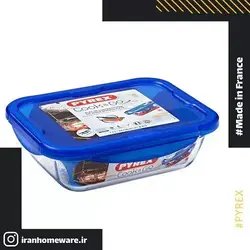 ظرف پیرکس درب دار فریزری - ضد چکیدن مایعات مستطیلی 25x19 سانتی اصل فرانسه 282PG00 - PYREX