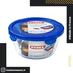 ظرف پیرکس درب دار فریزری - ضد چکیدن مایعات گرد 15 سانتی اصل فرانسه 287PG00 - PYREX