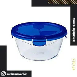 ظرف پیرکس درب دار فریزری - ضد چکیدن مایعات گرد 15 سانتی اصل فرانسه 287PG00 - PYREX