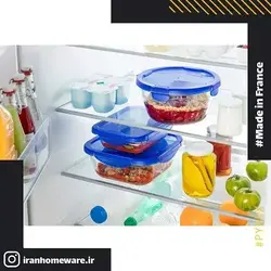 ظرف پیرکس درب دار فریزری - ضد چکیدن مایعات گرد 15 سانتی اصل فرانسه 287PG00 - PYREX