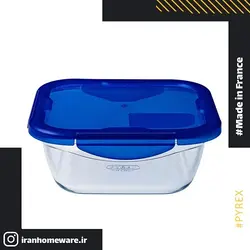 ظرف پیرکس درب دار فریزری - ضد چکیدن مایعات مربعی 16 سانتی اصل فرانسه 285PG00 - PYREX