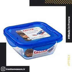 ظرف پیرکس درب دار فریزری - ضد چکیدن مایعات مربعی 16 سانتی اصل فرانسه 285PG00 - PYREX