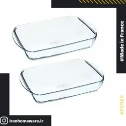 ظرف پیرکس - تابه مستطیل دسته دار 40x27 سانتی اصل فرانسه 240B000 - PYREX