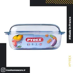 قابلمه مستطیل پیرکس درب دار - سایز 3 لیتری 33x20 سانتی اصل فرانسه 465A000 - PYREX