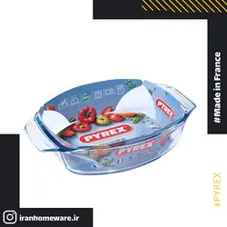 ظرف پیرکس - تابه بیضی دسته دار 38x27 سانتی اصل فرانسه 412B000 - PYREX